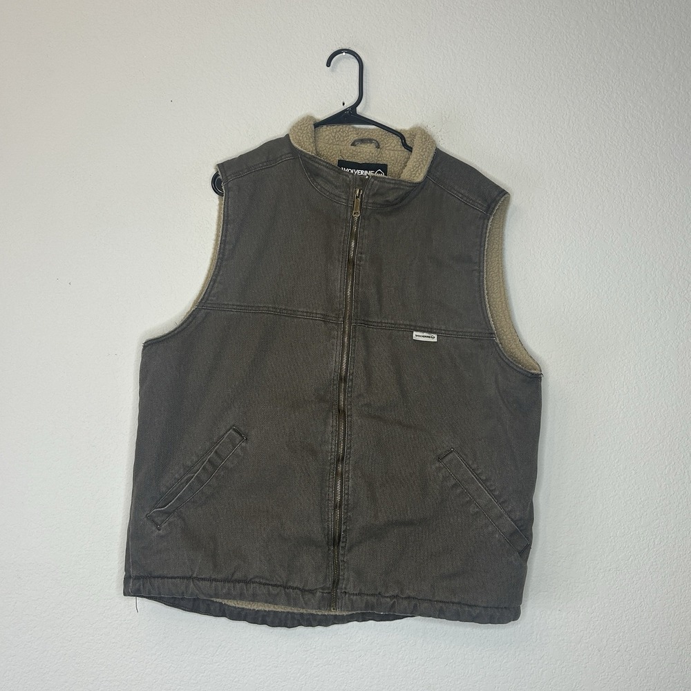 Wolverine Upland Canvas Full Zip Vest Men's XL Sherpa Lining And Pockets